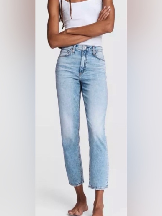 rag & bone Denim - Rag & Bone Nina High Rise Cigarette Jeans 28 Light Wash Distressed Raw Hem